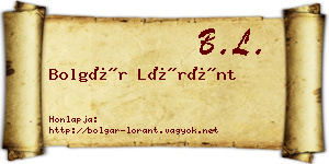 Bolgár Lóránt névjegykártya