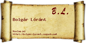 Bolgár Lóránt névjegykártya